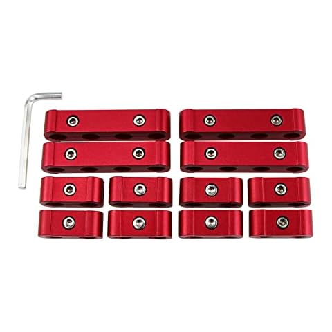 Ucreative 12pcs Aluminium Alloy Engine Spark Plug Wire Divider Separator Kit for 8mm 9mm 10mm Cover