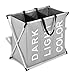 Produktbild Cosaving Faltbare Wäschekorb Wäschesammler mit 3 Abnehmbaren Stofftaschen Wäschebeutel Korb mit Griff Wasserdicht Durable 600D Oxford Tuch Waschen Lagerung Grau