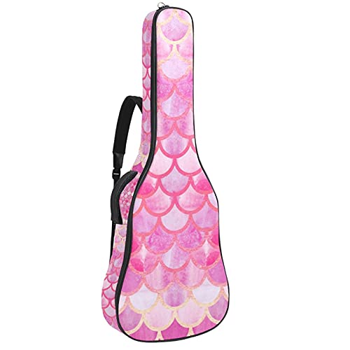 Housse de guitare rose motif sirène avec bandoulière pour basse folk
