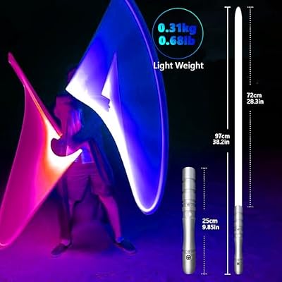 38.2 Inch Dueling Lightsaber,FX LED Light Saber,Metal Hilt,Replaceable Blade,4 Modes Sounds,Blaster,Rechargeable,Age 6 7 8 9 10 11 12 13 14 Kids Toys,Cosplay,Brithday Gift(Skywalker-Blue)