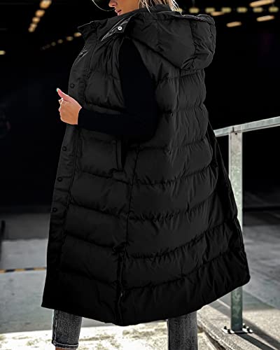 Grlasen Womens Long Puffer Vest Hooded Sleeveless Winter Coats Quilted Warm Zip Up Padded Outerwear3