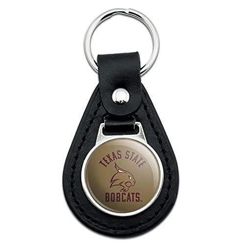 GRAPHICS & MORE Black Leather Texas State Bobcats Keychain
