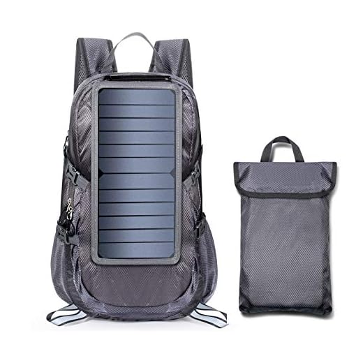 ECEEN Solar Backpack Foldable Hiking Daypack With 5V Power Supply