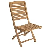 KMH Klappstuhl Teakholz Gartenstuhl Elton Gartenmöbel klappbar wetterfest - Stuhl aus Teakholz für Balkon Garten Terrasse - Holzstuhl Outdoor Balkonstuhl Klappstuhl Holz Balkon Möbel Stühle