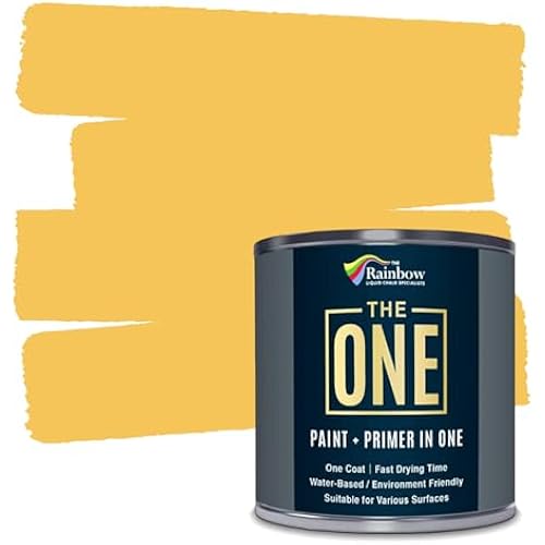 THE ONE All-In-One Paint & Primer - Yellow Matte, 33.8 Fl Oz/1 L | 1 Coat Formula | Easy Indoor & Outdoor Decorating for Home & Garden Walls, Floors & Furniture | Water-Based & Low VOC