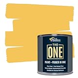 THE ONE All-In-One Paint & Primer - Yellow Satin, 8.5 Fl Oz/250ml | 1 Coat Formula | Easy Indoor & Outdoor Decorating for Home & Garden Walls, Floors & Furniture | Water-Based & Low VOC