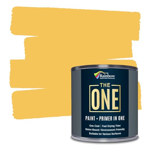 THE ONE All-In-One Paint & Primer - Yellow Gloss, 8.5 Fl Oz/250ml | 1 Coat Formula | Easy Indoor & Outdoor Decorating for Home & Garden Walls, Floors & Furniture | Water-Based & Low VOC by THE ONE - Used condition - US$17.06