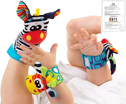 Baby-Rasseln-Spielzeug-Handgelenk-Und-Socken-Rassel-Baby-Pluschtiere-Entwicklungs-Spielzeug-fur-0-12-Monate-Neugeborene-Madchen-und-Jungen-Baby-Geschenk-4PCS-Stil-1