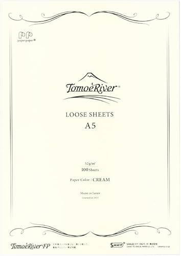 Tomoe River FP - Sábana suelta de 1.83 oz/m² de SANZEN, 5.85 x 8.27 pulgadas (tamaño A5), crema, 100 hojas/paquete (SR-A5P-C)