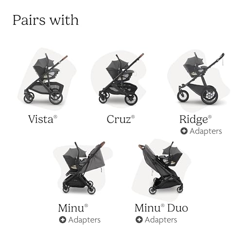 UPPAbaby Aria Lightweight Infant Car Seat/Just Under 6 lbs for Easy Portability/Base with Load Leg + Infant Insert Included/Direct Stroller Attachment/Declan (Oat Mélange/Chestnut Leather)