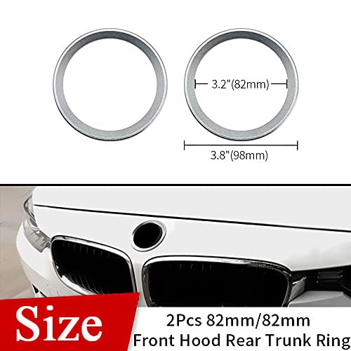 Image of SANRILY 2PC 82mm Emblem Decorative Ring for BMW Hood and Trunk 3.2 inch Badge Logo Rings Replacement for All Models BMW E30 E36 E46 E34 E39 E60 E65 E38 X3 X5 X6 3 4 5 6 7 8 Series (82+82 Silver)