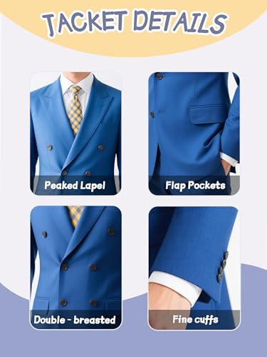 Suits for Men 2 Pieces Slim Fit Peaked Lapel Tuxedo Blazer Double Breasted Pants Shirt Prom Party Event Banquet Business3