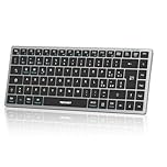 TECKNET Tastiera Bluetooth Ricaricabile, 4-Dispositivo (2.4G USB+3 BT), Mini Tastiera Wireless Italiana, Easy-Switch per Windows, MacOS, iOS, Android, Samsung Tablet, Smart TV, Italiano Layout QWERTY