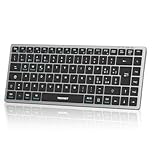 TECKNET Tastiera Bluetooth Ricaricabile, 4-Dispositivo (2.4G USB+3 BT), Mini Tastiera Wireless Italiana, Easy-Switch per Windows, MacOS, iOS, Android, Samsung Tablet, Smart TV, Italiano Layout QWERTY