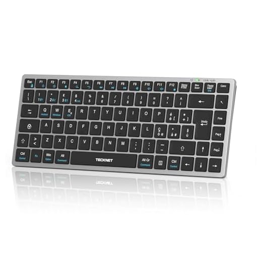 TECKNET Tastiera Bluetooth Ricaricabile, 4-Dispositivo (2.4G USB+3 BT), Mini Tastiera Wireless Italiana, Easy-Switch per Windows, MacOS, iOS, Android, Samsung Tablet, Smart TV, Italiano Layout QWERTY