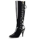  Higher-Heels Pink Label Langschaft Stiefel Dream-2026 Lack schwarz Gr. 45