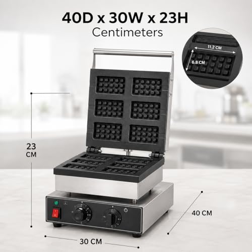 Image of 6 PCS Biscuit Waffle Machine, Commercial Electric Biscuit Baker, Non-Stick Waffle Biscuit Maker for Cafe Bakery Restaurant