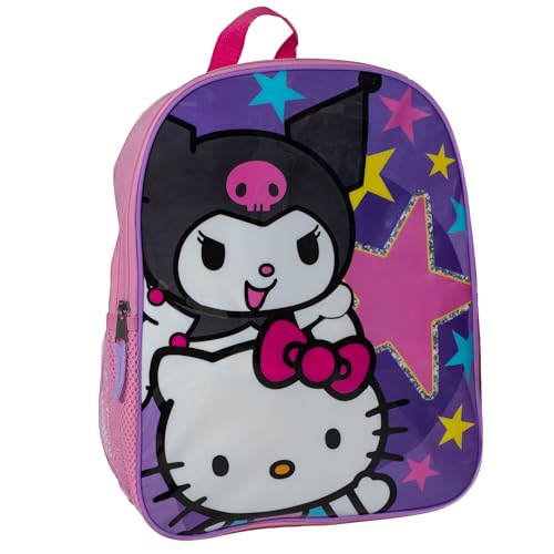 AI ACCESSORY INNOVATIONS Sanrios Hello Kitty & Kuromi Kids Backpack Elementary School Girls Book Bag Purple & Pink