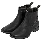 J's.o.l.e Men's Western Cowboy Boots Square Toe Ankle Boot for Men Chelsea Dress Casual Boots Black US 12