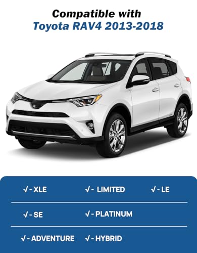 Image of JOYTUTUS Roof Rack Cross Bars Compatible with Toyota RAV4 2013-2018 with Side Rails, Aluminum Anti-Rust Car Cross Bar for Rooftop Cargo Carrier Bag Kayak Bike Snowboard