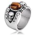 Beydodo Herren Ring Personalisiert Silber, Partnerring Männer Ring Edelstahl Große 65 (20.7) -Totenkopf Ring mit Braun Oval Stein