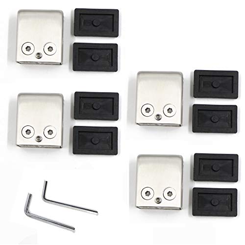 4 Stücke Glasklemmen, Edelstahl 304 Glas Klemmen mit 2er Sechskantschlüssel | geeignet für 8-10 mm Glasscheibe |Einstellbare Glas Halterung Flache Rückseite für Balustrade Treppe Handlauf Poliert