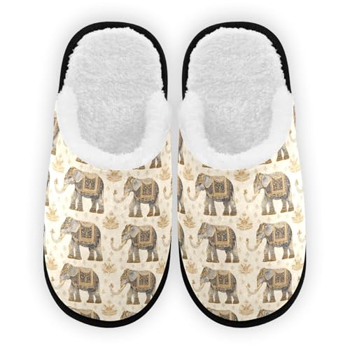 Blue Cute Mandala Elephant Slippers For Women Men Soft Memory Foam Non-Slip Animal Winter Indoor House Shoes Travel Slipper