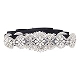  SWEETV Correas Cinturón de Diamantes Cinturones de Perla Para las Partido de la Tarde Boda Nupcial Mujeres Niñas, Negro