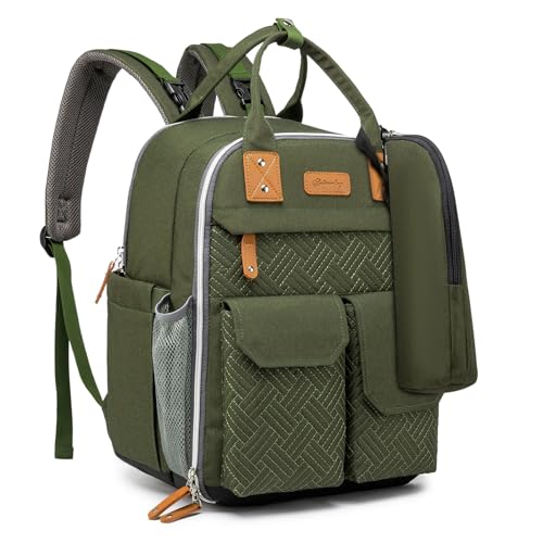cutblajat Mochila para fraldas, capacidade de 25 L, com trocador para meninos e meninas, coisas essenciais para bebês para mães (verde)
