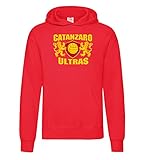 settantallora - felpa cappuccio uomo rosso maglia must have pe ri veri supporter del catanzaro con stemma inspirato ai colori della città taglia l