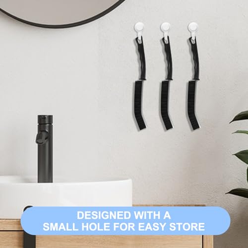 Image of 8 Pack Hard Bristle Crevice Cleaning Brush, Gap Cleaner, Toilet Brush, Grout Cleaner, Kitchen, Bathroom, Car Windshield, Black