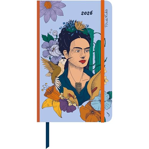 Frida Kahlo Wochen-Notizkalender groß 2026 - Taschen-Kalender 13x21 cm - mit Verschlussband & Falttasche - Weekly