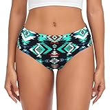KATVEESC Womens Teal Turquoise Tribal Navajo Aztec Geometric Ethnic Pattern Underwear Briefs Breathable Panties Stretch Underpants