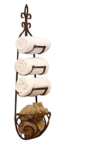 One-Day Sale: Up to 70% Off Kalalou CQ1024 Rustic Iron Hanging Towel Rack w/ Basket