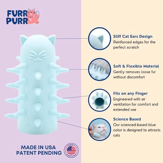 Furr&Purr Cat Brush Set for Indoor Cats - Grooming Tools: Face Scratcher, Calming Massager, and Scratching Pad (2-Pack, Made in the USA)-raTYPdkL