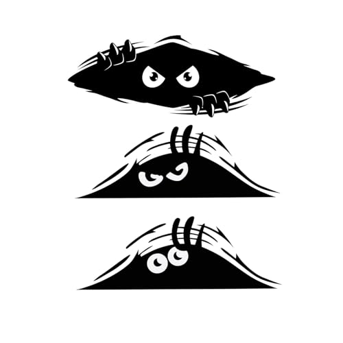 Image of Black Monster Bumper Sticker Funny Peeking Monster Car Decal for Bumper Car Trucks Motorcycle Laptop Decor(11x4.25 inches, 3Pcs)