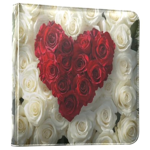 Álbum de Fotos Autoadhesivo DIY Scrapbook Album Forma de Corazón de San Valentín Rosas Encuadernador de 3 Anillos Libro de Fotos de 40 Páginas 8x10 para Memorias miniatura 1