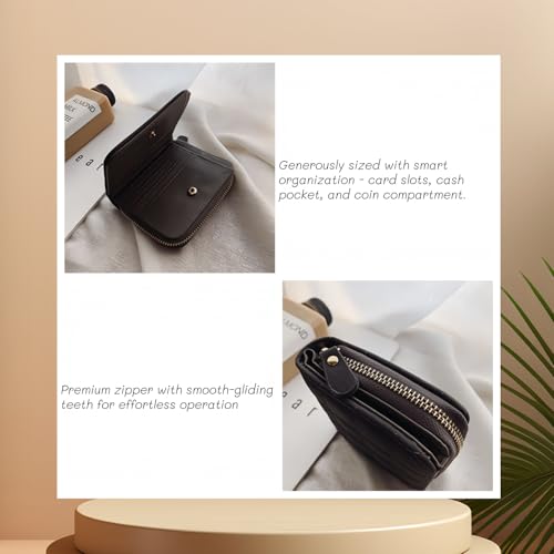 Charming Women's Mini Wallet - Cute Short Zip Coin Purse with Embroidery Small Slim Pocket Wallet for Daily Use (White)3