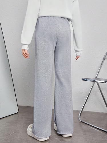 Image of SweatyRocks Girl's Drawstring Waist Straight Leg Sweatpants Solid Workout Joggers with Pockets