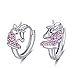 Boucles d'oreilles Licorne en Argent Sterling 925 Créoles, Cadeaux de Licorne pour Filles