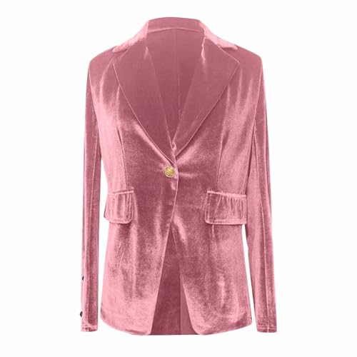 Velvet Blazer Women Business Casual Lapel Long Sleeve Suit Jackets - image 4