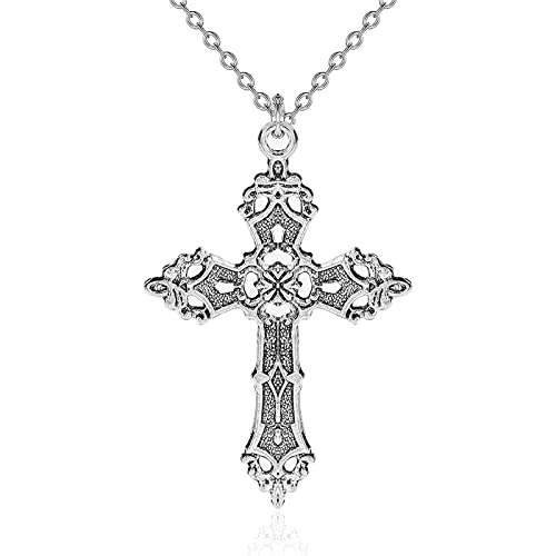Your Always Charm Goth Cross Necklace for Men Gothic Cross Pendant Necklace for Women Girls (B)