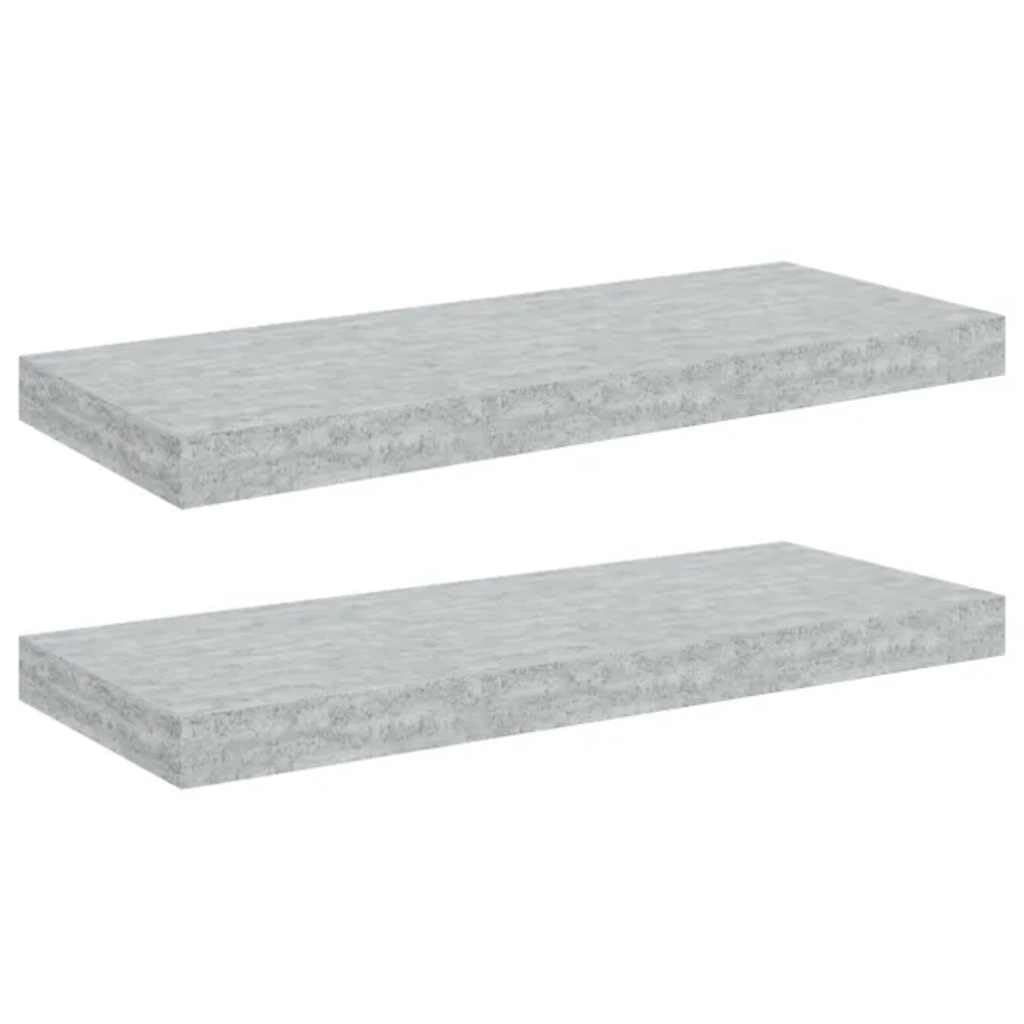 vidaXL 2x Floating Wall Shelves Home Living Room Office Furniture Wall Ledge Board Rack Hanging Display Shelf Bookcase CD Rack MDF Concrete Grey — image 1