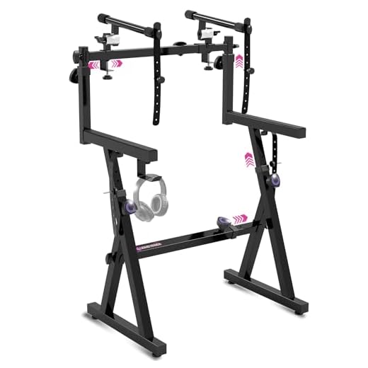 Liquid Stands Dual Piano Keyboard Stand with 2nd Tier - Z Style Adjustable and Portable 2 Tier Heavy Duty Music Stand for Synths and Electric Digital Keyboards - Fits 54 61 88 Key Pianos