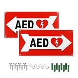 XFT Stainless Steel AED Sign, One Pair of AED Signs with Right Arrow and Left Arrow, 5 x 10 inch for Home Office Business Workplace
