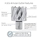 Accusize Industrial Tools H.S.S. Annular Cutter 1-11/16'' by 1'' Cutting Depth in Strong Box with 1Pc Pilot Pin 1/4'' by 3'', 2080-2032Pin