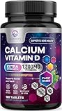Calcium 1200 mg with Vitamin D3 - Bone Health Supplement, Vitamin D & Calcium Supplements for Women & Men - Bone Strength, Teeth & Immune Support, Nature's Calcium Pills, Bottled in USA - 180 Tablets
