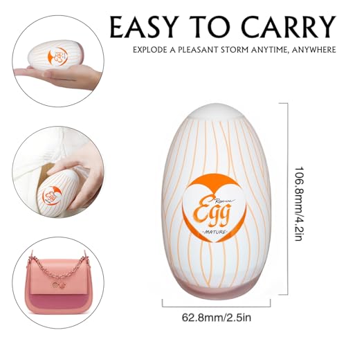 Image of Egg Male Masturbators for Penis Training,Textured Stroker Pocket Pussy Stretchable Stimulator Sleeve with Strong Suction, Realistic Portable Anal Sex Toys for Men（Virgin Vagina）