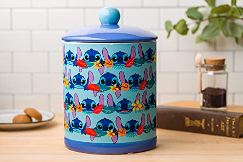 Image of Silver Buffalo Lilo and Stitch Aloha Stitch Pattern Large Canister Ceramic Cookie Jar