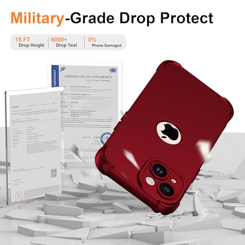 Image of ORETECH 3 in 1 for iPhone 15 Plus Case with 2 x Screen Protector,Red